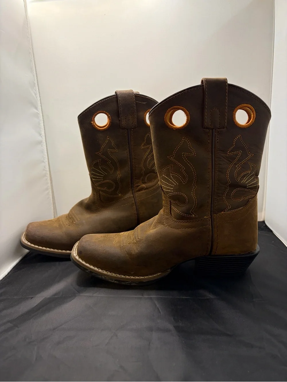 Masterson Boot Co Classic Kids' Embroidered Western Boots w/Square Toe Box 1.5 M